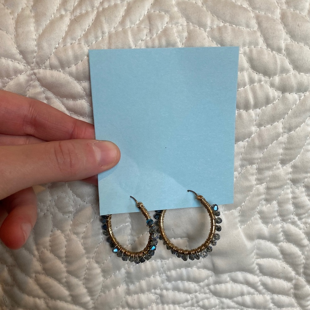 Golden, beaded hoop earrings